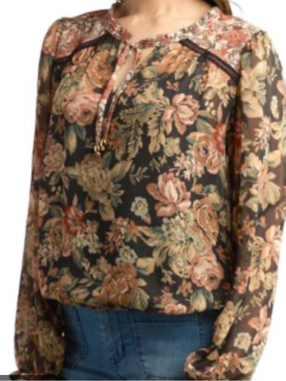 A. Byer Brown Floral Blouse